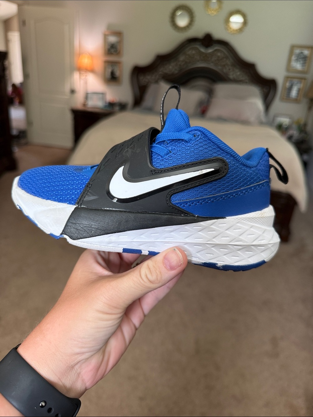Nike Kids Basketball Shoes Royal Blue and White Athletic Sneakers